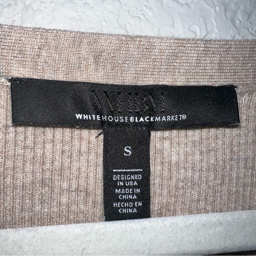 White House Black Market Pleated Puff-Sleeve Henley Sweater Blouse - Picture 5 of 7